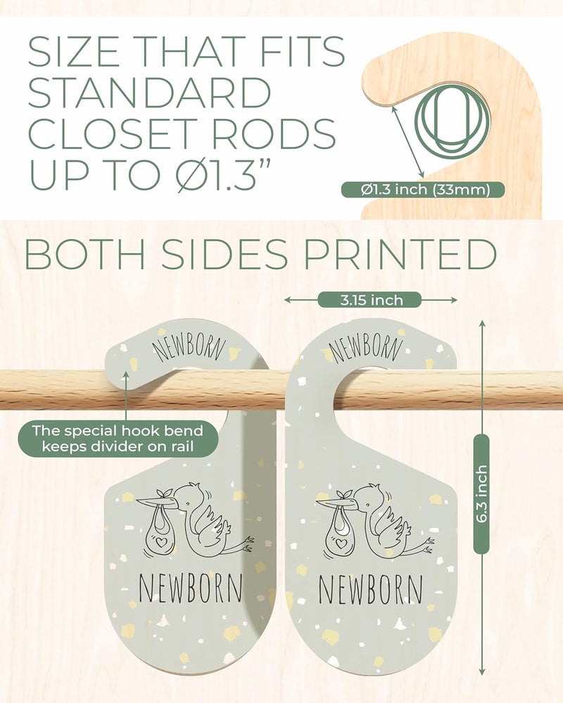 HIPPOTALE Colorful Baby Size Closet Dividers - Wooden Baby Clothes Organizer for Nursery Decor, Storage & Organization - 8 Pcs of Baby Closet Dividers Ideal as Neutral Nursery Storage Organizers - Image 3